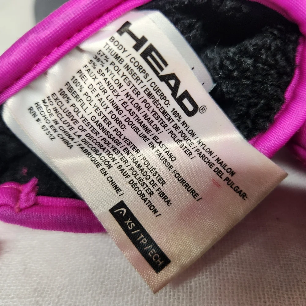 Head Girls Pink Snow Gloves Warm Size XS Youth Zipper